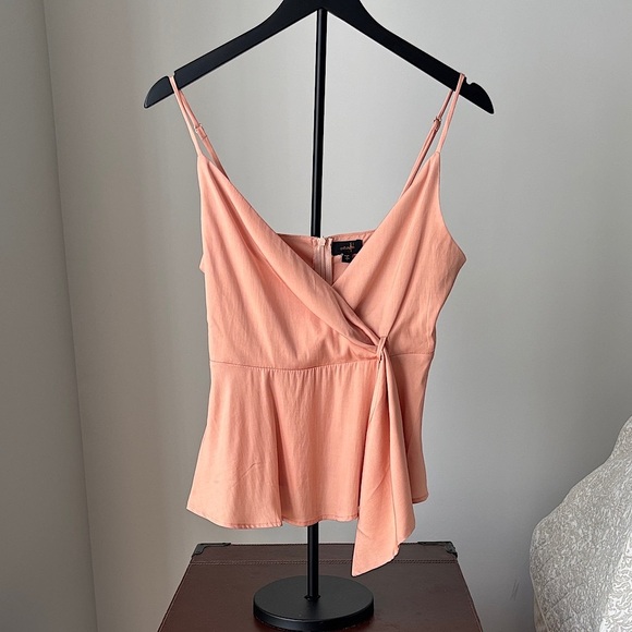Elegant Coral Wrap Top - Picture 1 of 3